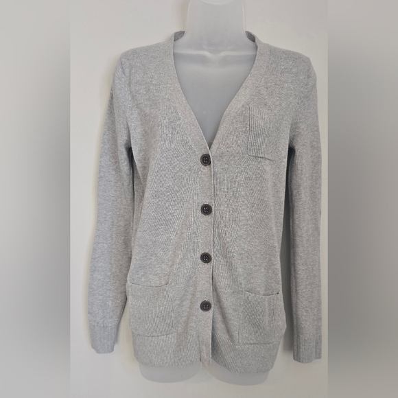 GAP Sweaters - Gap Cardigan Small Button Front Elbow Pads Grandpa Sweater Cotton Gray Oversized